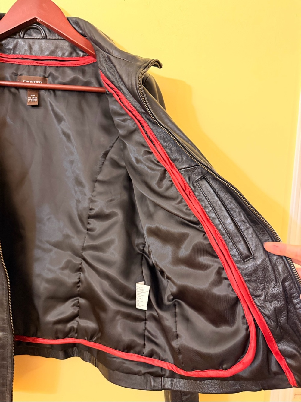Danier Black Genuine Leather Jacket Moto Coat Detachable Thermal Liner Women M - Picture 4 of 8
